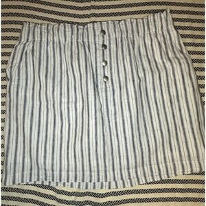 LOFT‎ Striped Button Front Linen & Cotton Blend Mini Skirt Women's Size L